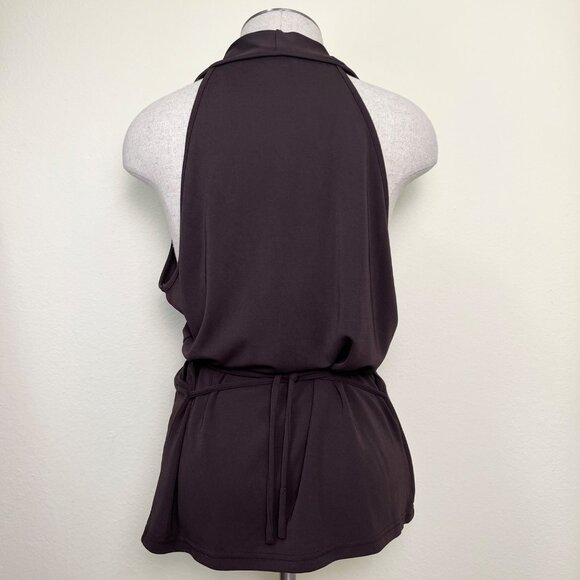 INC International Concepts Brown Faux Wrap Halter Tank Top with Ties Size Large - Picture 4 of 7